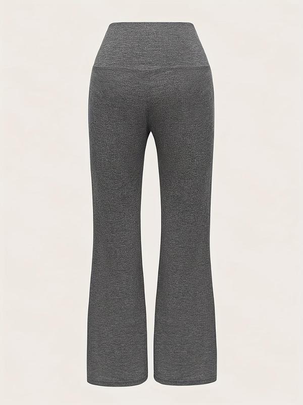 Women's Solid Flare Leg Pants, Casual Comfy Bell Bottom Trousers for Daily Wear, Ladies Bottoms for Summer